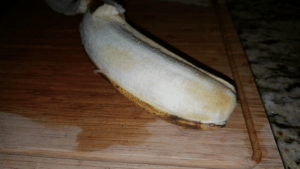 Overripe peeled banana